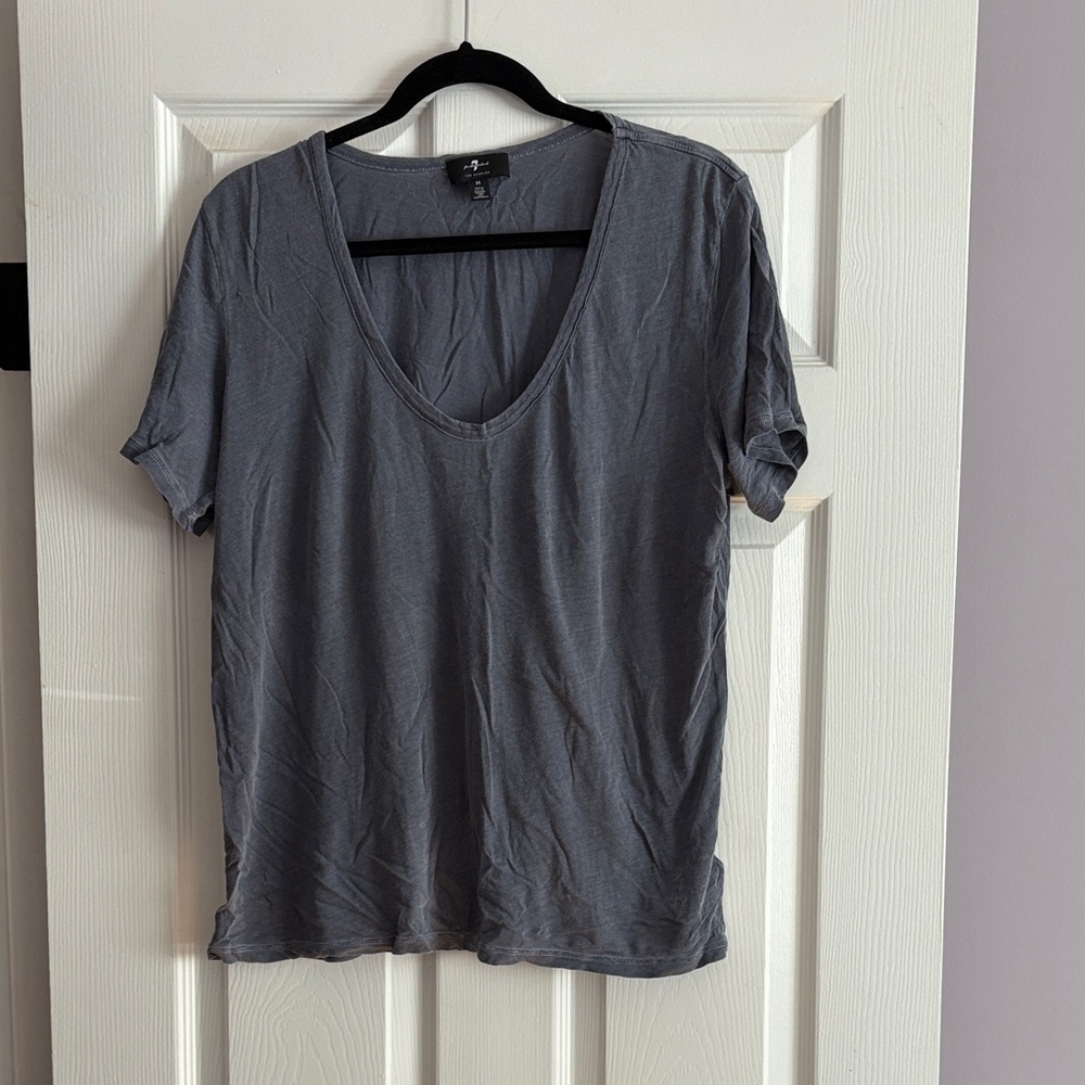 7 For All Mankind Slate Gray Short Sleeve Tee